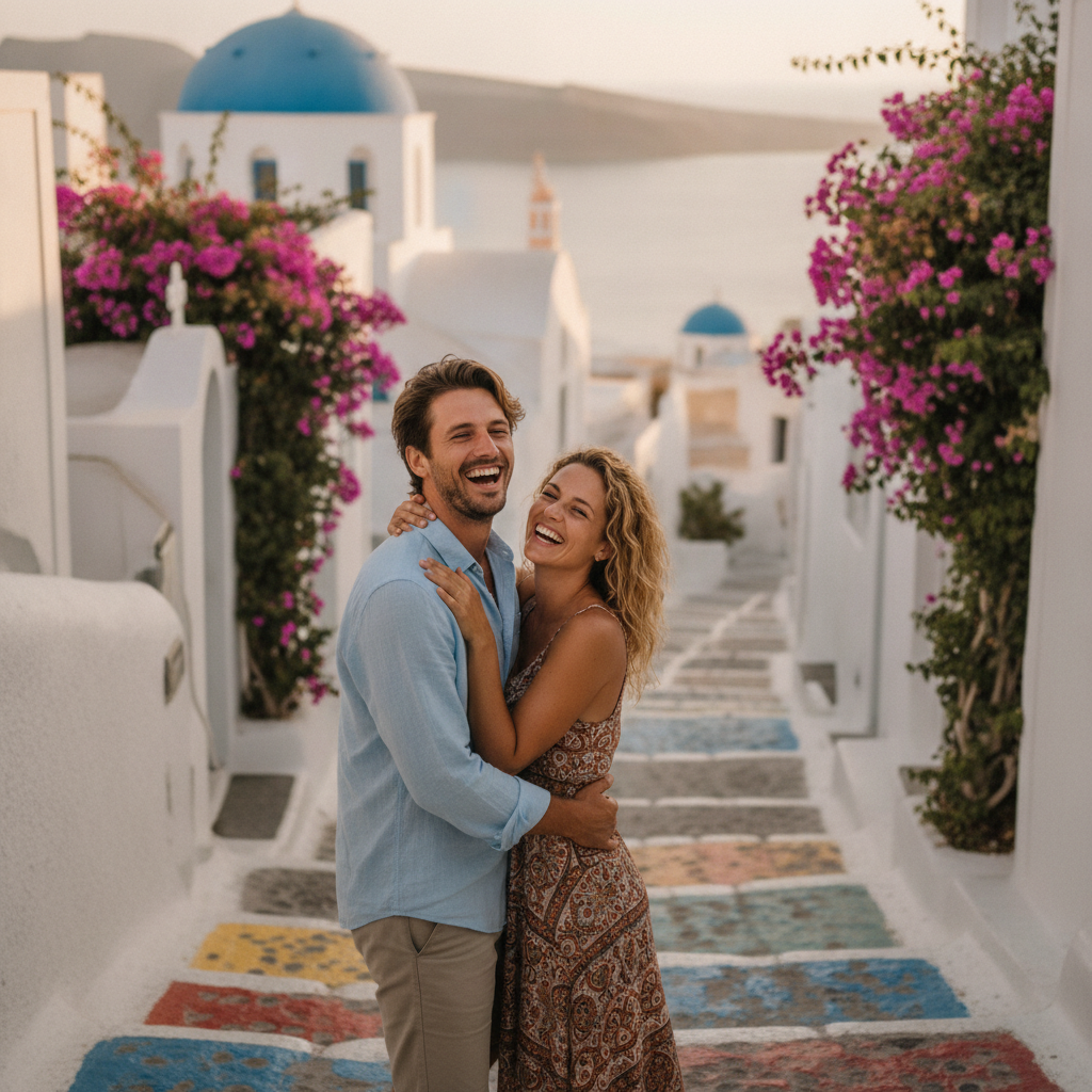 Couple in Santorini